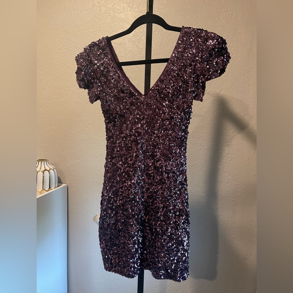 31. Raga dark purple sequin mini dress, size small